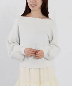 ラメマシュマロオフショルニットプルオーバー