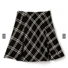 GRL グレイル ダイヤチェック柄ツイードフレアミニスカート 黒 ブラック 白