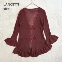 【LANCETTI】（L）コットン&シルク フレア カーディガン 羽織のサムネイル