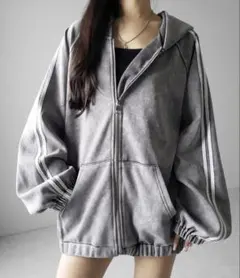 ピグメントヴィンテージ加工サイドラインジップアップパーカー