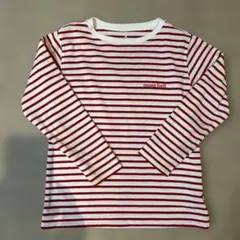 mont-bell ウィックロン長袖カットソー 110cm 赤白ストライプ