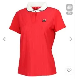 FILA レッド ストライプ ポロシャツ M