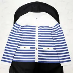 24年モデル/美品☆レリアン　ボーダー柄カーディガン　金ボタン　13
