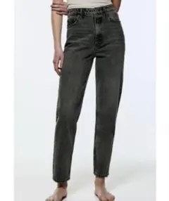 ZARA マムフィットデニム グレー ブラック テーパード 32