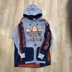 adidas フード付きパーカー グレー/ネイビー/オレンジ