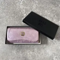 極美品】ANNASUIアナスイ マチルダ 薄マチ長財布 ワイン L字ファスナー 