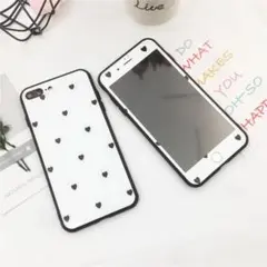 iPhone6plus/6sPlusスマホケース&液晶保護シート ハート柄白色