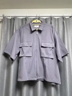 LILL ポリトロストレッチ半袖ビッグポケットジップシャツ&ワイドパンツ　S
