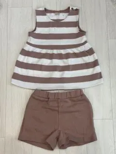 petit main ストライプ タンクトップとショートパンツ 120