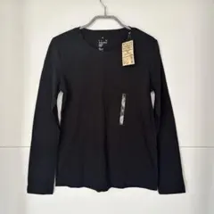 無印良品 クルーネック長袖Tシャツ M 黒 タグ付き 新品のサムネイル