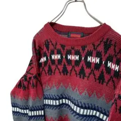 フェアフェイル柄　stone river ニット　セーター　レッド　XL