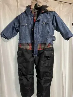 Moujonjon スキーウェア 95cm デニム柄　雪遊び 防寒 つなぎ