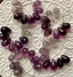 天然石　フローライトドロップカット約8mｍ