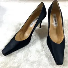 美品 ROSSINI ロッシーニ パンプス ネイビー サテン 25cmのサムネイル
