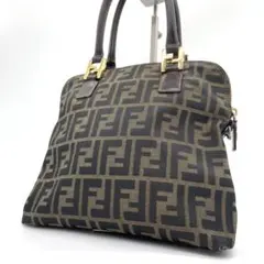 美品!!FENDI フェンディ ズッカ柄 FFロゴ ハンドバッグ ハーフムーン 
