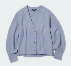 UNIQLO スフレヤーンショートカーディガン S ブルー