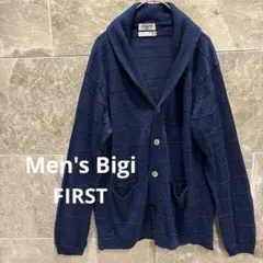 Men's Bigi メンズビギ リネン ショールカラー カーディガン 紺
