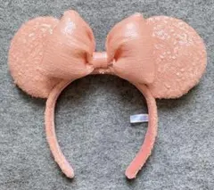 ディズニーランド　カチューシャ　スパンコール　オレンジ　ピンク　ミニー　パステル