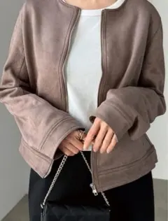 スエード ノーカラージャケット