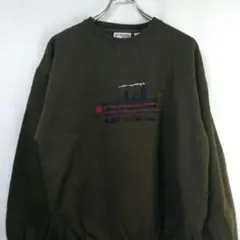 アメリカ古着スウェット刺繍ロゴビックシルエットブラウン
