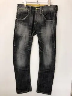 Lee イエローパッチ ボタンフライ ローライズ ストレート デニム パンツ