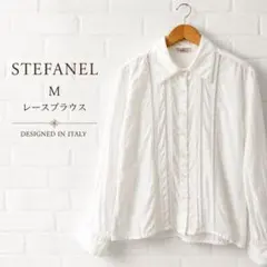 STEFANEL M レースブラウス 綿100% 白　ステファネル　高級感のサムネイル