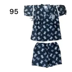 95cm 男の子 甚平 美品 ブラック スカル柄 お祭り 夏 90cm