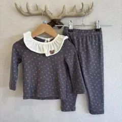 花柄フリル襟トップス＆レギンスセット 80cm