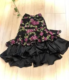 イチオク 花柄2段フリルスカート 【ウエストゴム補修】