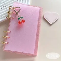 アクリルバインダー A6 貯金 リフィル ハート ラメ ピンク さくらんぼ 赤