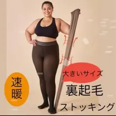 ぽっちゃりさん　極暖　裏起毛タイツ 通勤美脚 冬用ストッキング風　フェイクタイツ