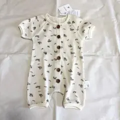 BBAMMA 花柄リブ編みロンパース