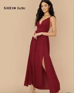 バーガンディ ロングワンピース XS