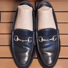 ITALY製 GUCCI グッチ ホースビットローファー 黒金 6 D 25.0