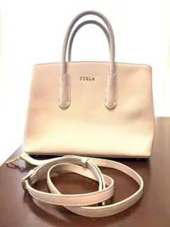 FURLA ライトブルーグレーショルダーバッグ