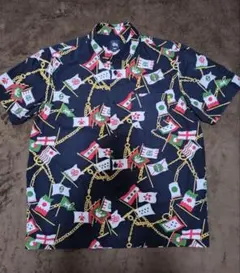 00s Stussy 国旗 フラッグ チェーン柄 半袖シャツ Mのサムネイル