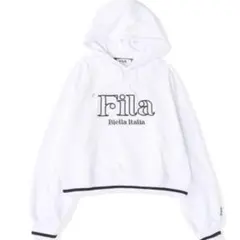 FILA ラグランパーカー ホワイト長袖 丈短め ラグランスリーブ スウェットLのサムネイル