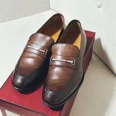 Bally ブラウンレザー ローファー 金属バックル付き
