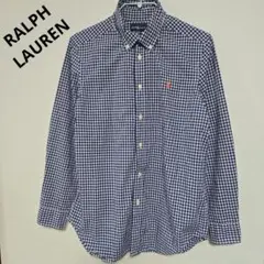 美品 ラルフローレン ギンガムチェック柄長袖シャツ ロゴ刺繍