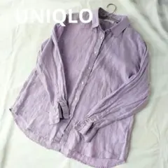 【UNIQLO】【ユニクロ】 リネンシャツ 長袖　美品　ラベンダー色