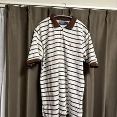Polo by Ralph Lauren XL ポロシャツ 白/茶色ストライプ