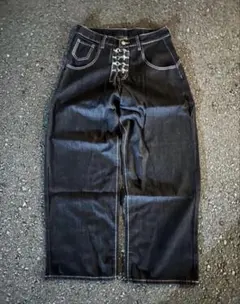 リジットデニム ワイドデニムパンツ スタッズ y2k opium Sサイズ