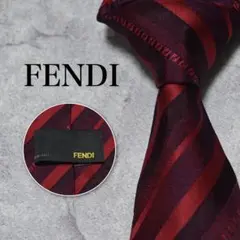FENDI フェンディ レッド レジメンタル ズッカ柄 ネクタイ