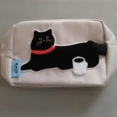 カルディ黒猫刺繍ポーチ
