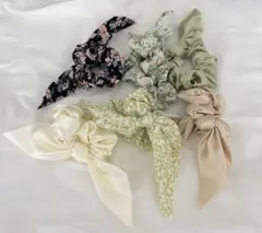 リボン付きシュシュ 6個セット