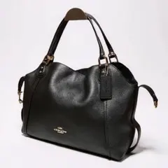 コーチ　トートバッグ　シボ革　腕掛け　ホースアンドキャリッジ　ブラック　黒