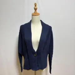ZARA ZARA ニットカーディガン（M）ネイビー　ケーブル編み　身幅ゆったりのサムネイル