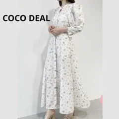 COCODEAL 小花柄ワンピース ロング丈 七分〜長袖 パフスリーブ ホワイトのサムネイル