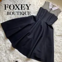 極美品 FOXEY フォクシー ノースリー ワンピース シルク混 白襟 40のサムネイル