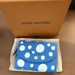【未使用】ルイヴィトン 草間彌生 コラボ　ポルトモネロザリ財布 ブルー